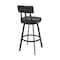 Armen Living Jinab Swivel Bar Stool in Black Metal with Black Faux Leather 840254335219 - alternate 6